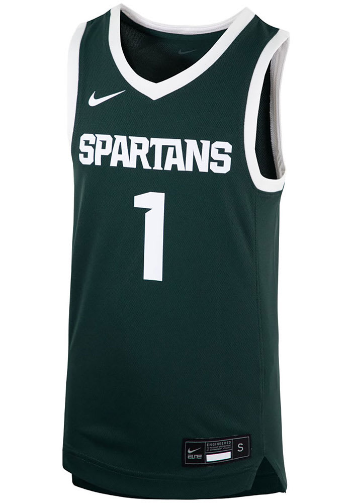 Michigan State Spartans Youth GREEN Replica No 1 Basketball Jersey