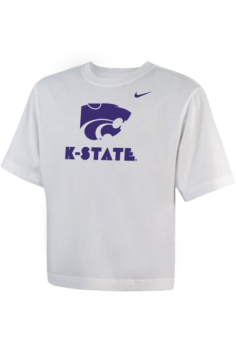 Girls K-State Wildcats White Nike Boxy Short Sleeve T-Shirt