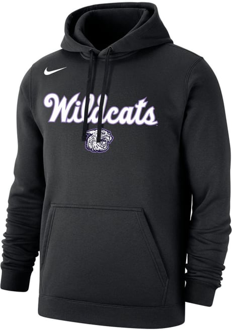 Mens K-State Wildcats Black Nike Club Fleece Hooded Sweatshirt