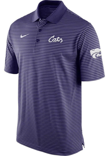 Mens K-State Wildcats Purple Nike Stadium Stripe Short Sleeve Polo Shirt