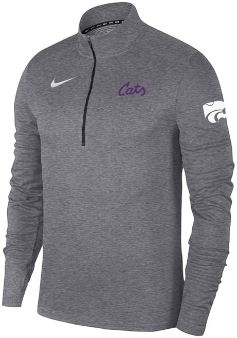 Mens K-State Wildcats Grey Nike Pacer Qtr Zip Pullover