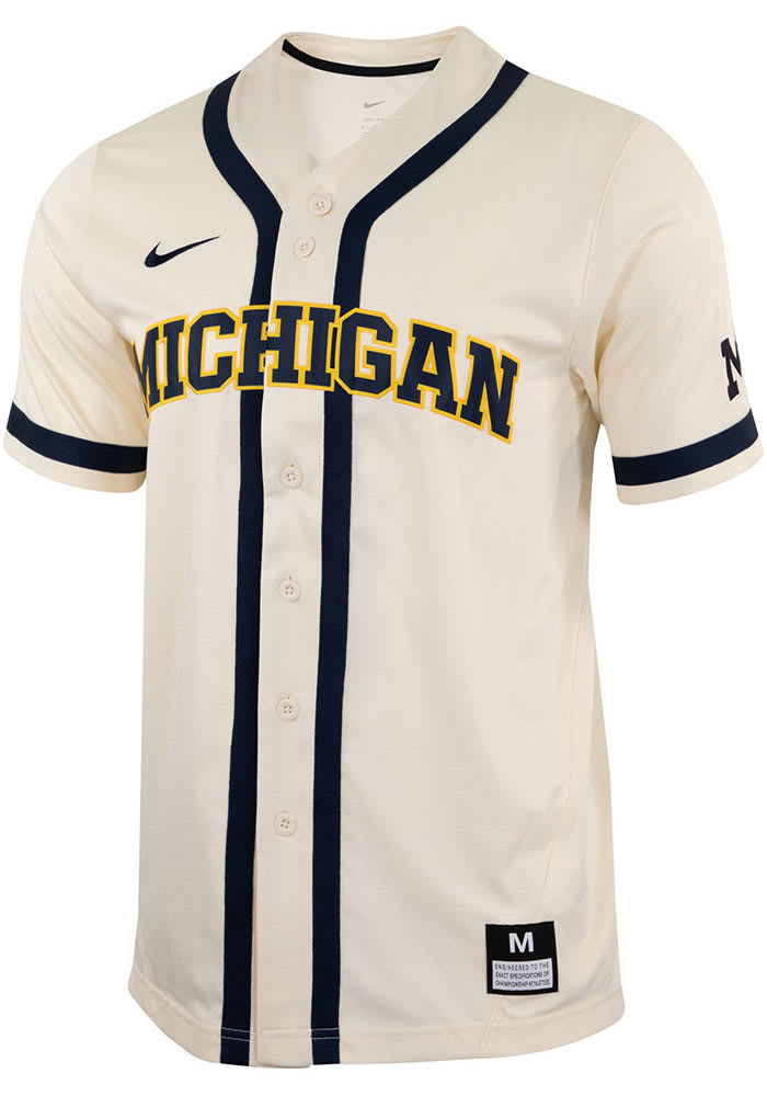Nike Mens NATURAL Michigan Wolverines Replica Baseball Jersey