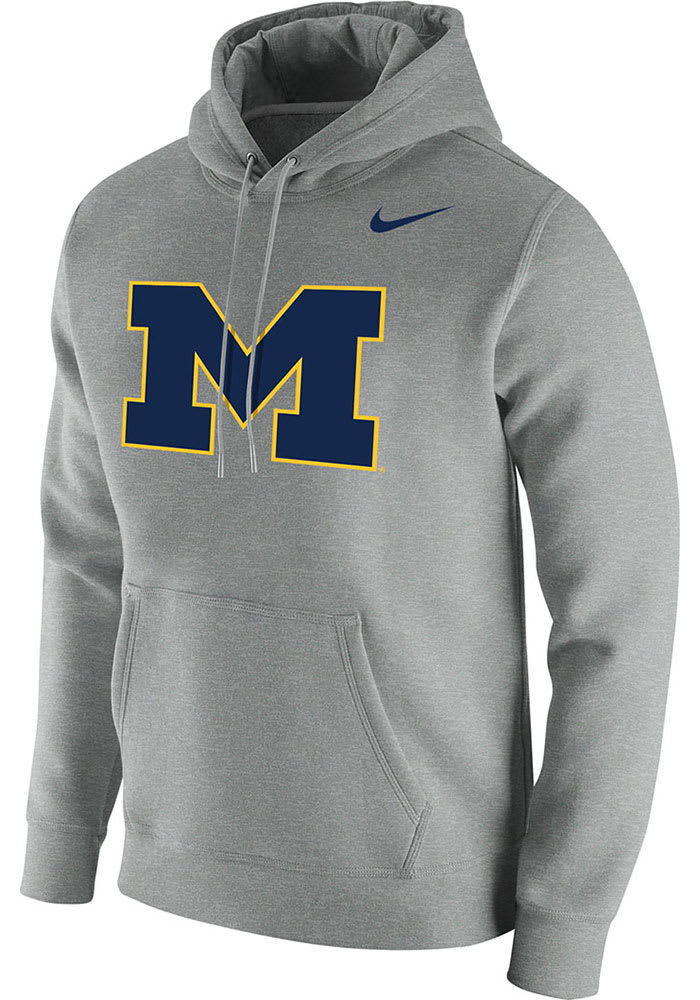 Nike Mens HEATHER GREY Michigan Wolverines Club Fleece Deluxe
