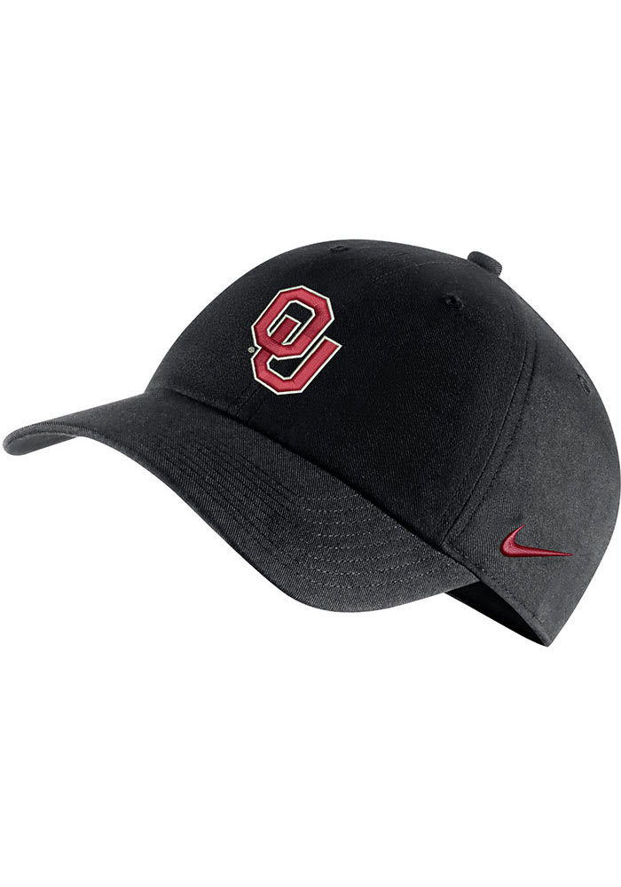 black nike hat with red swoosh