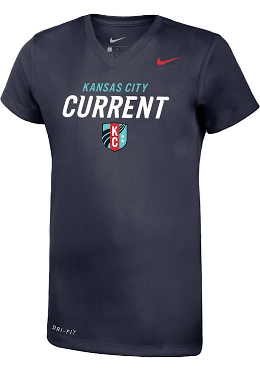 Nike KC Current Girls NAVY Wordmark Shield Short Sleeve T-Shirt