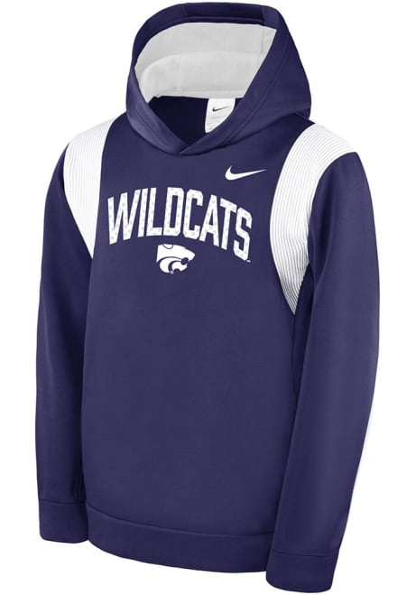 Youth K-State Wildcats Purple Nike SL Therma Ach Long Sleeve Hood