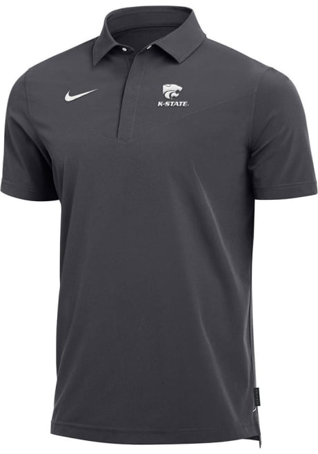 Mens K-State Wildcats Charcoal Nike Coach Short Sleeve Polo Shirt
