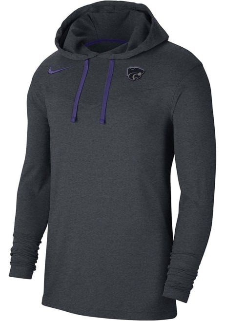 Mens K-State Wildcats Charcoal Nike DriFIT Cotton Tee Hooded Sweatshirt