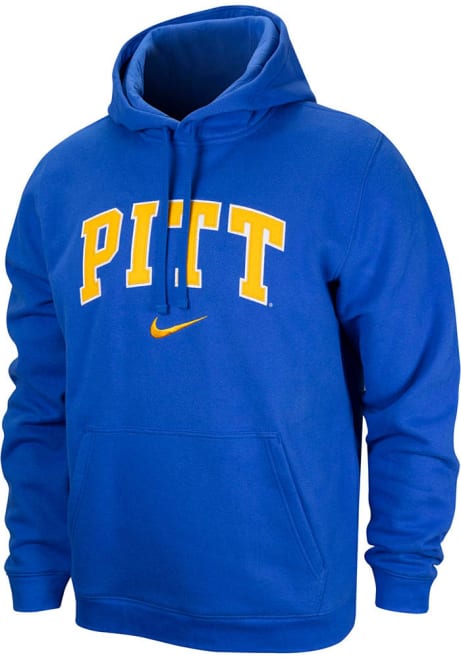 Mens Pitt Panthers Blue Nike Arched School Name Hooded Sweatshirt