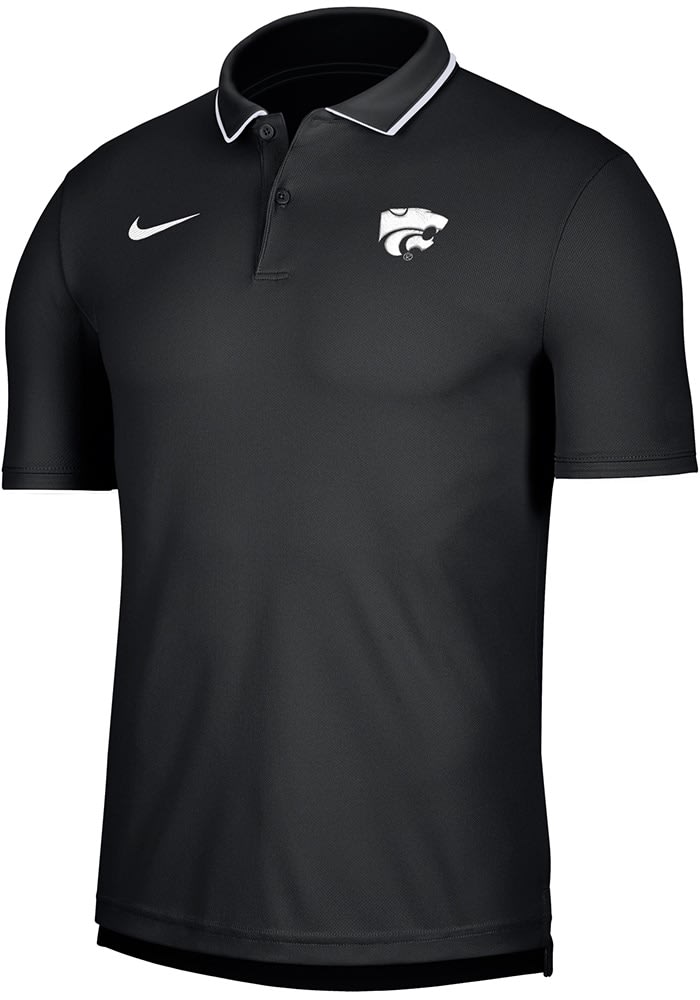 Mens K State Wildcats Black Nike Coach Short Sleeve Polo Shirt