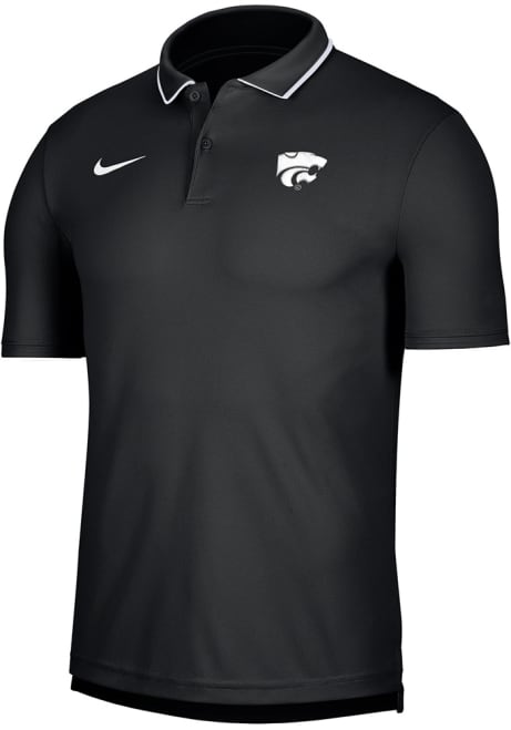 Mens K-State Wildcats Black Nike Coach Short Sleeve Polo Shirt