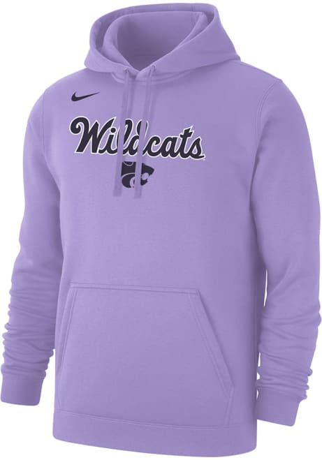 Mens K-State Wildcats Lavender Nike Script Powercat Club Fleece Hooded Sweatshirt