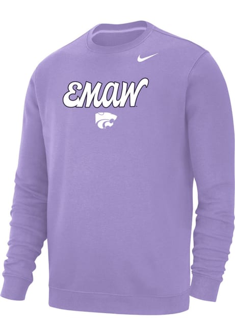 Mens K-State Wildcats Lavender Nike EMAW Club Fleece Crew Sweatshirt