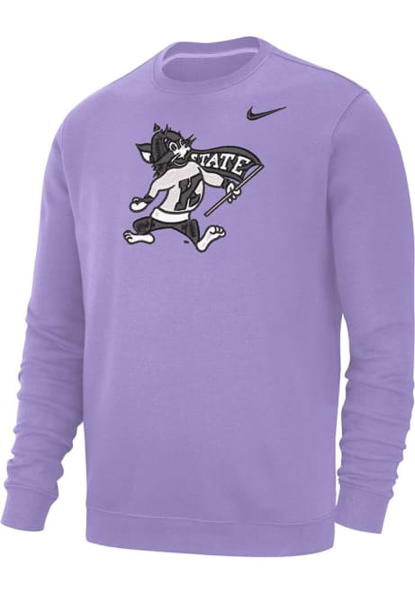 Mens K-State Wildcats Lavender Nike Willie Club Fleece Crew Sweatshirt