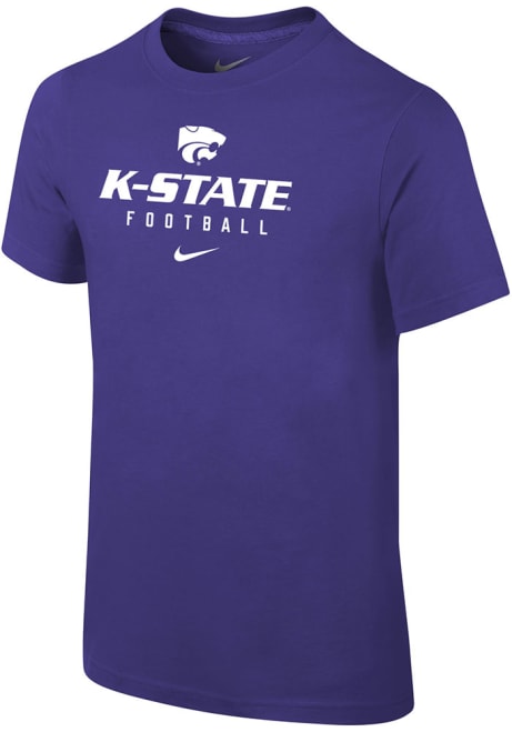 Youth K-State Wildcats Purple Nike Team Issue Football Short Sleeve T-Shirt