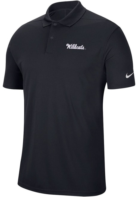 Mens K-State Wildcats Black Nike Victory Vintage Script Short Sleeve Polo Shirt