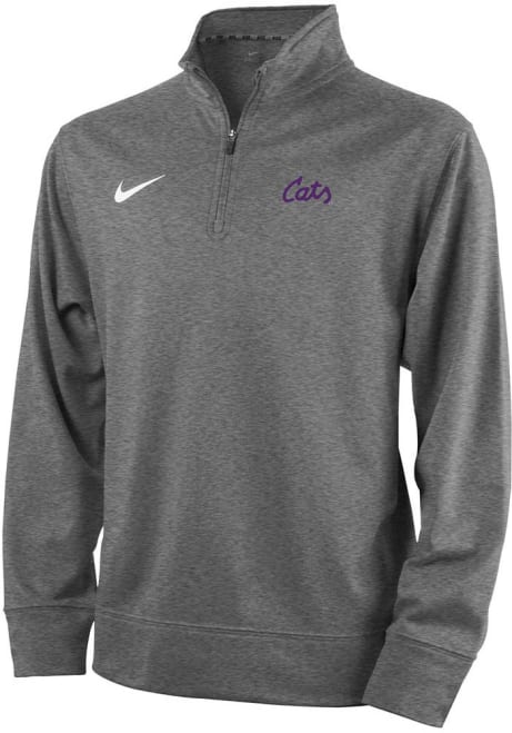 Youth K-State Wildcats Grey Nike Therma Long Sleeve Quarter Zip