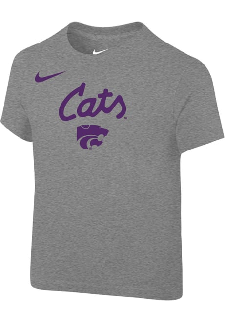 Toddler K-State Wildcats Grey Nike Primary Logo Short Sleeve T-Shirt