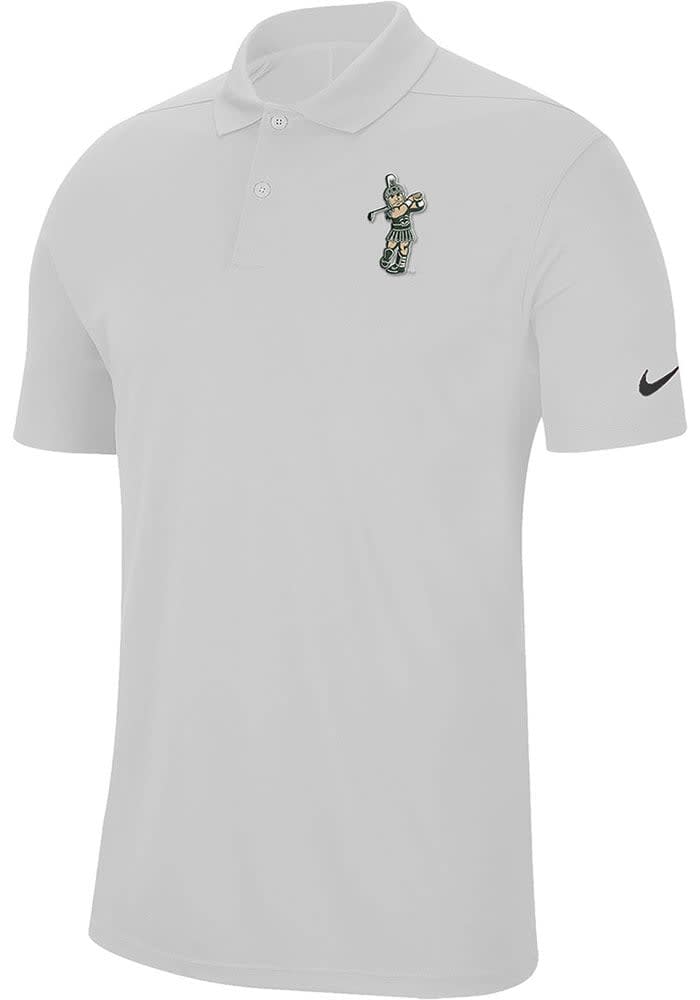 Nike Mens WHITE Michigan State Spartans Sparty Golf Short Sleeve Polo Shirt