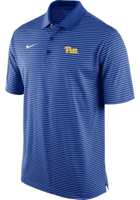 Mens Pitt Panthers Blue Nike Stadium Stripe Short Sleeve Polo Shirt