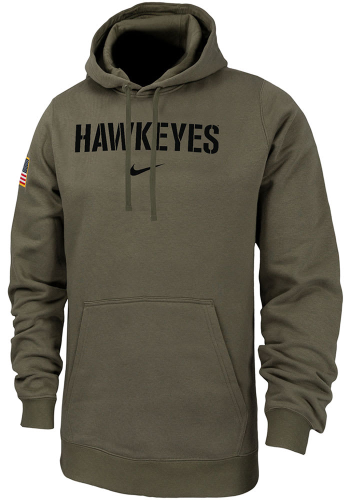 Nike Mens OLIVE Iowa Hawkeyes Military Hoodie