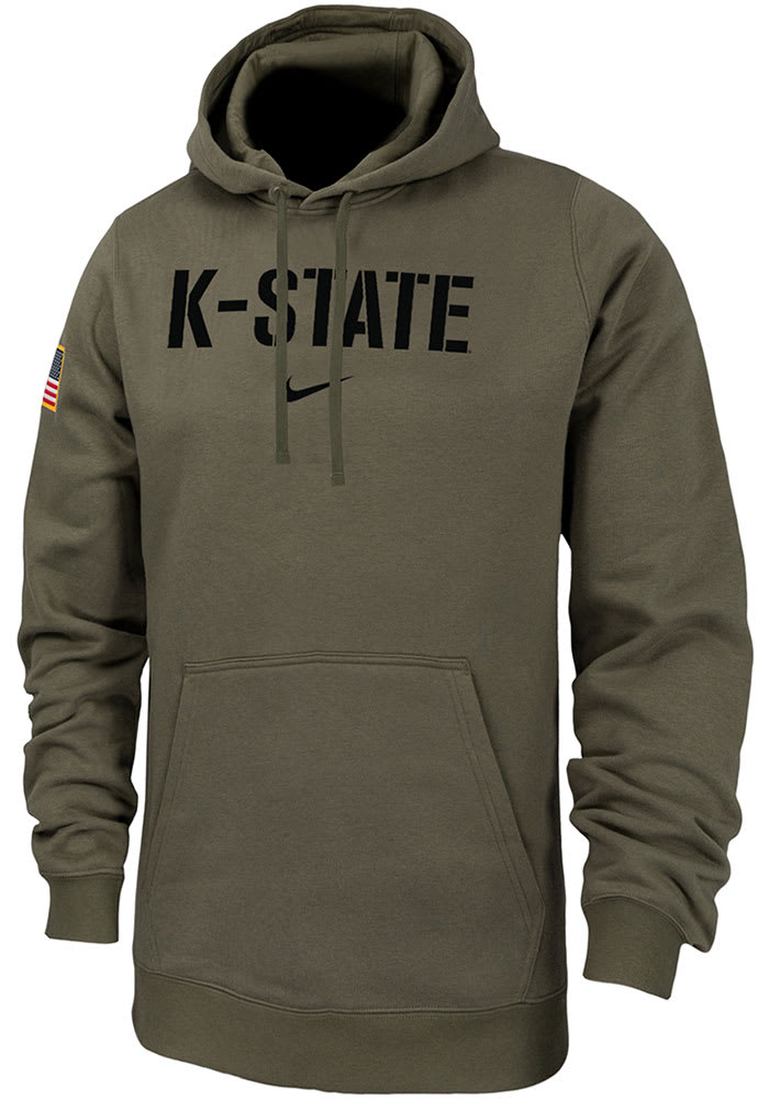 Nike Mens OLIVE K State Wildcats Military Hoodie