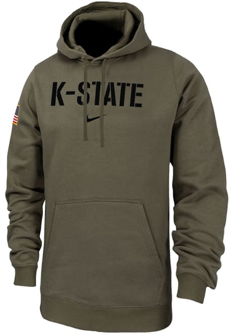 Mens K-State Wildcats Olive Nike Military Hooded Sweatshirt