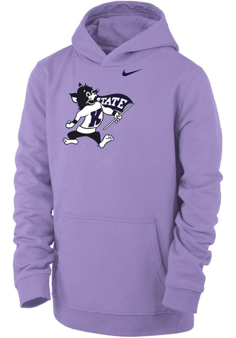 Youth K-State Wildcats Lavender Nike Willie Long Sleeve Hooded Sweatshirt