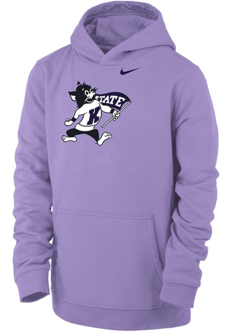 Youth K-State Wildcats Lavender Nike Willie Design Long Sleeve Hooded Sweatshirt