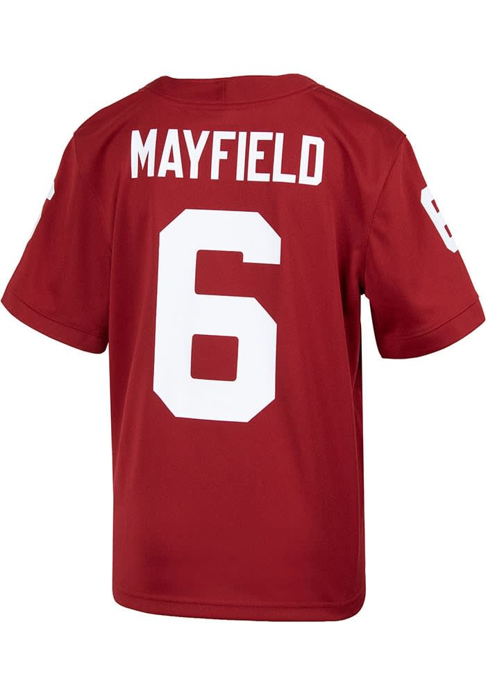 Oklahoma Sooners Baker Mayfield Youth Name and Number Cardinal