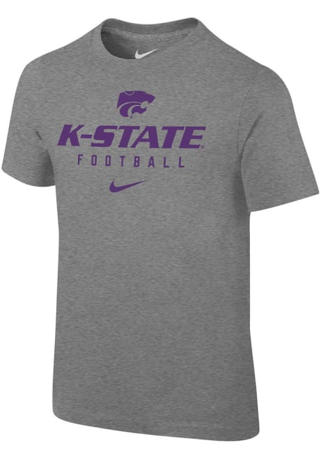 Boys K-State Wildcats Grey Nike Team Issue Design Short Sleeve T-Shirt