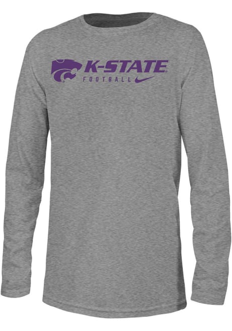 Youth K-State Wildcats Grey Nike Legend Team Issue Long Sleeve T-Shirt