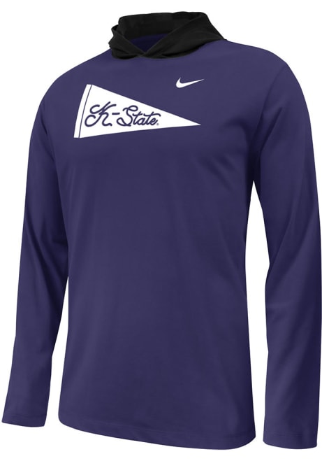 Youth K-State Wildcats Purple Nike Pennant Light Weight Long Sleeve Hooded Sweatshirt