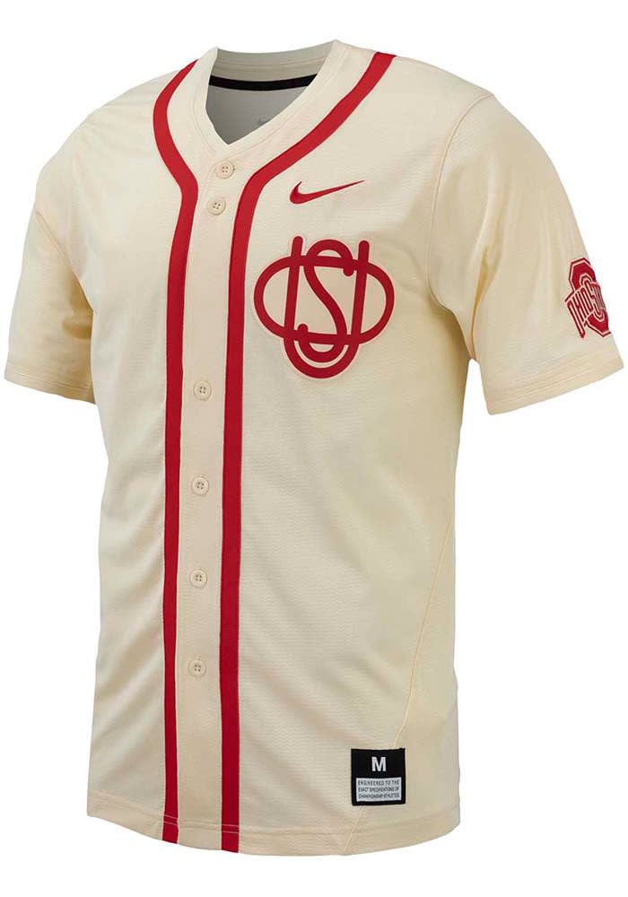 Nike Mens CREAM Ohio State Buckeyes Replica Baseball Jersey - 19866021