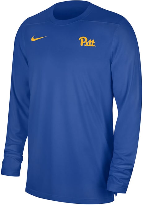 Mens Pitt Panthers Blue Nike Sideline UV Coach Long Sleeve T-Shirt