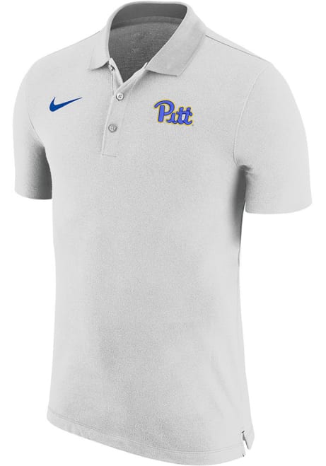 Mens Pitt Panthers White Nike Sideline Woven Short Sleeve Polo Shirt