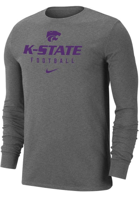 Mens K-State Wildcats Grey Nike Team Issue Football Tee