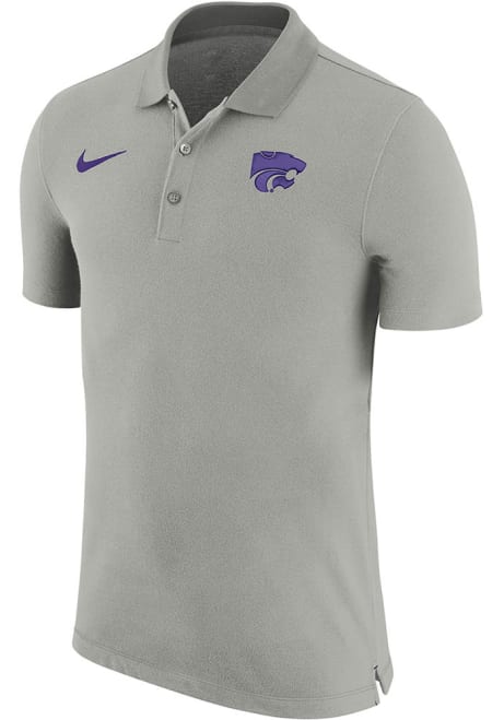 Mens K-State Wildcats Grey Nike Sideline Woven Short Sleeve Polo Shirt