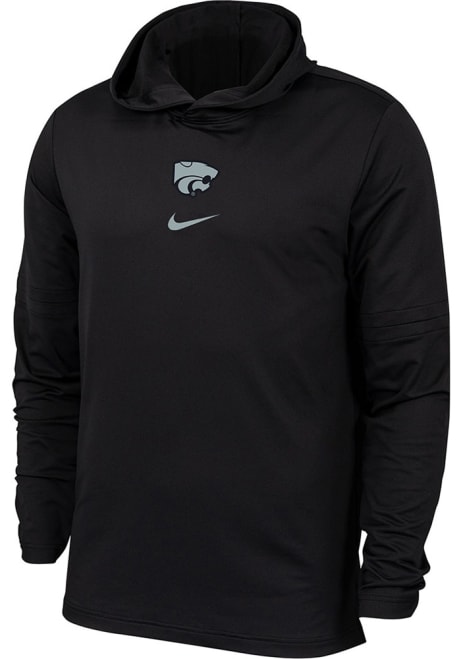 Mens K-State Wildcats Black Nike Sideline Lightweight Player Hooded Sweatshirt