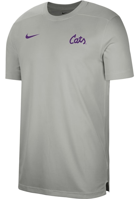 K-State Wildcats Grey Nike Sideline UV Coach Short Sleeve T Shirt