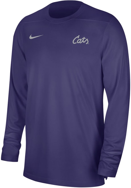 Mens K-State Wildcats Purple Nike Sideline UV Coach Long Sleeve T-Shirt