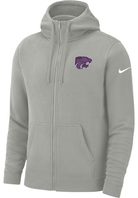 Mens K-State Wildcats Grey Nike Sideline Club Fleece Long Sleeve Full Zip Jacket