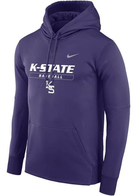 Mens K-State Wildcats Purple Nike Baseball Long Sleeve Hoodie