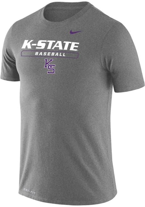 K-State Wildcats Grey Nike Baseball Short Sleeve T Shirt