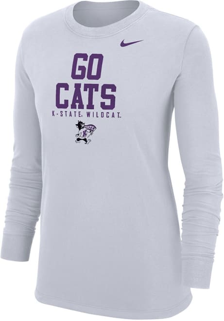 Womens K-State Wildcats White Nike Go Cats LS Tee