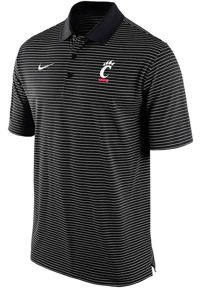 Nike Cincinnati Bearcats Men s Black Stadium Stripe Primary Logo Short Sleeve Polo Black 100 POLYESTER Size 2XL Rally House