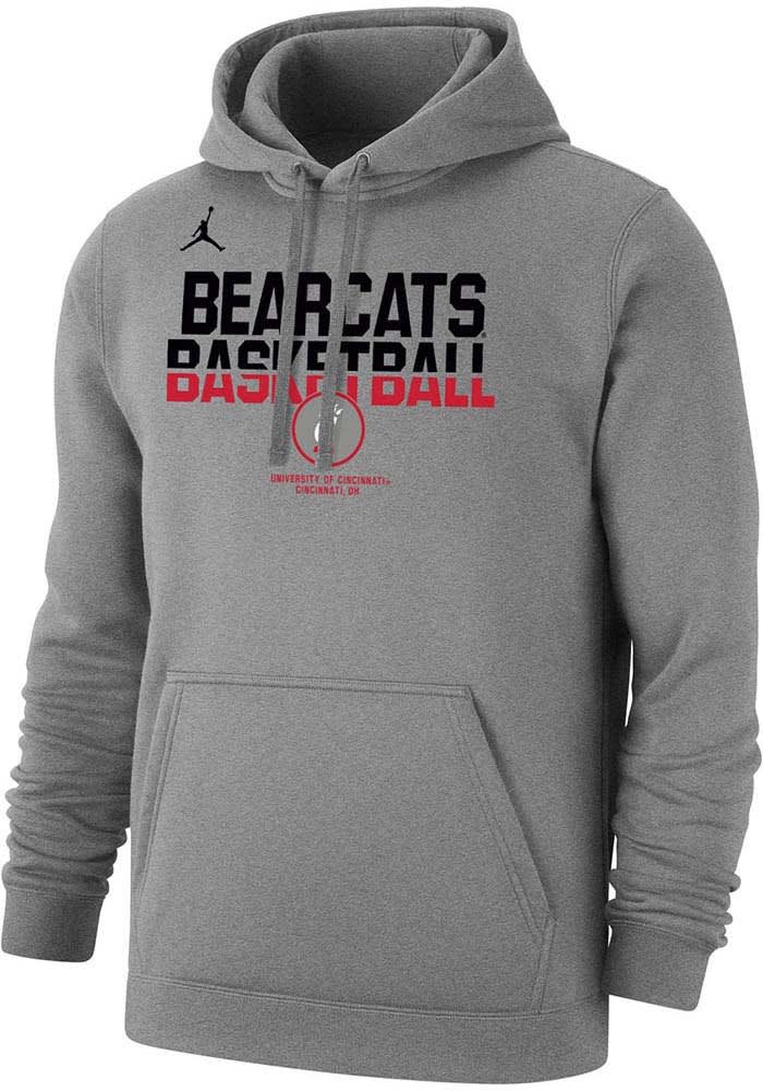 Nike Cincinnati Bearcats Grey Jordan Basketball Long Sleeve Hoodie Grey 81 COTTON 19 POLYESTER Size L Rally House