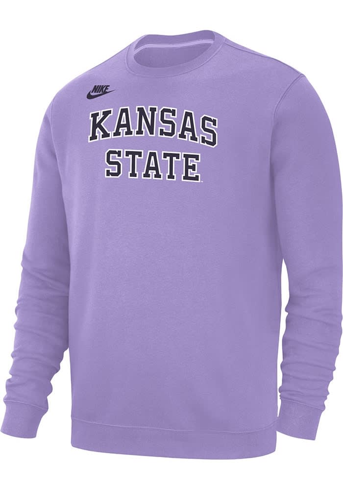 Nike K State Wildcats Mens Lavender Club Fleece Long Sleeve Crew Sweatshirt