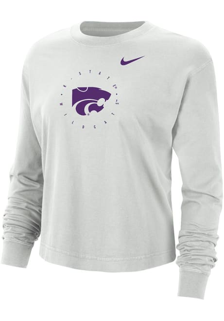 Womens K-State Wildcats Grey Nike Cotton Boxy LS Tee