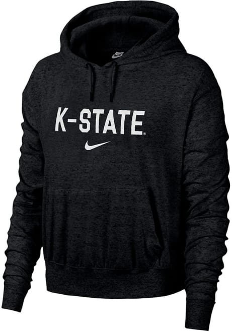 Womens K-State Wildcats Black Nike Gym Vintage Hooded Sweatshirt
